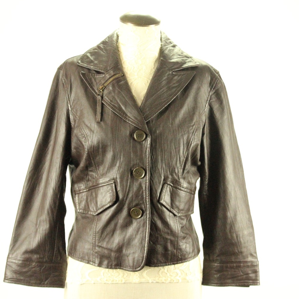Boston Proper Brown Leather Jacket Size 4